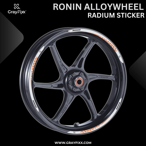 Alloy Wheel Radium Sticker for Ronin | Made in Premium Radium with FPF (Fade Protection Film), Waterproof, Precut Sticker, Pack Of 12